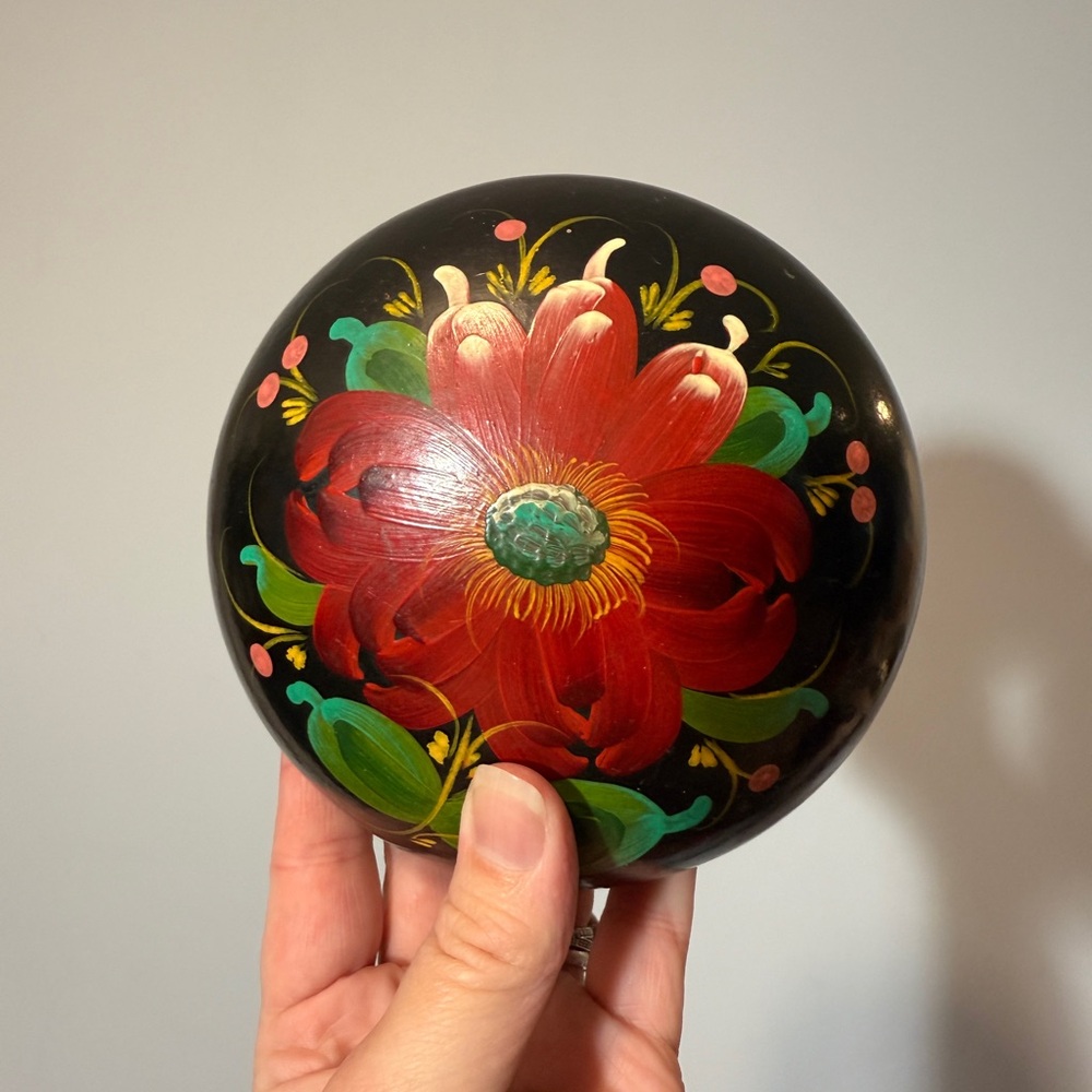 Vintage Hand-Painted Floral trinket box